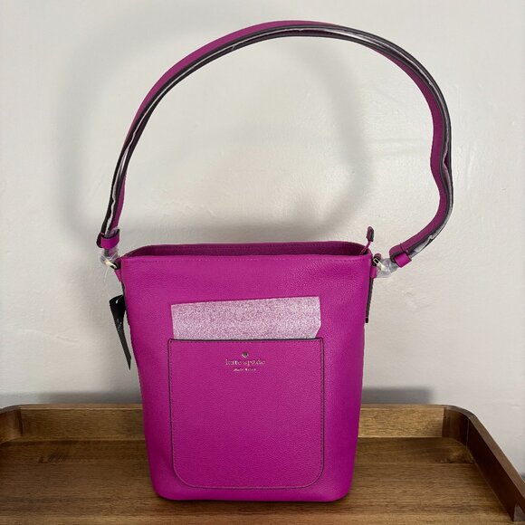 kate spade Handbags - Kate Spade Elsie Baja Rose Purple Pebbled Leather Bucket Bag New